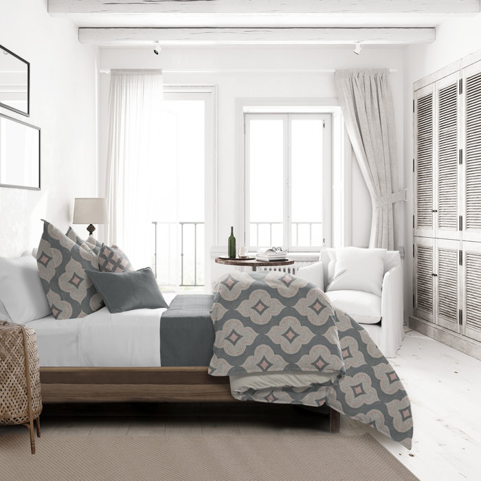 The Tailor's Bed Teagan Gray Standard Cotton 3 Piece Duvet Cover Set